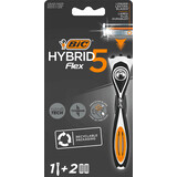 BIC Flex5 Hybride scheerapparaat + 2 navullingen, 1 stuk