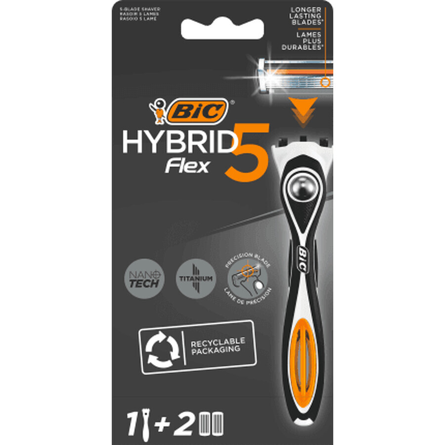 BIC Flex5 Hybride scheerapparaat + 2 navullingen, 1 stuk