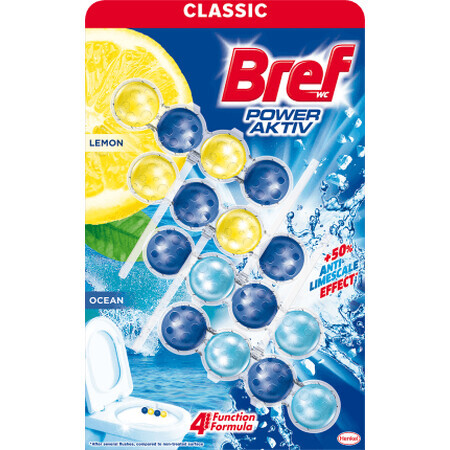 Bref Power Aktiv rafraîchisseur de toilettes au citron et à l'océan, 200 g