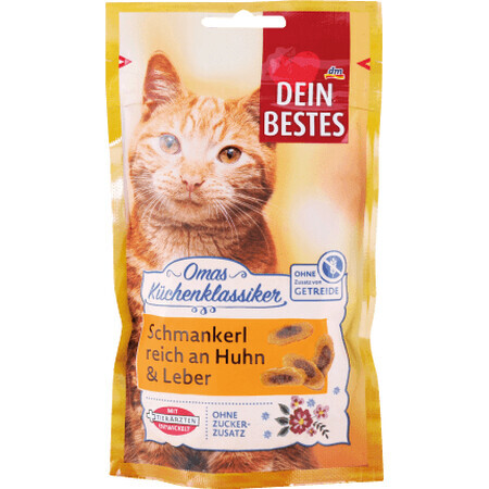 Dein Bestes Snack di pollo e fegato per gatti, 50 g