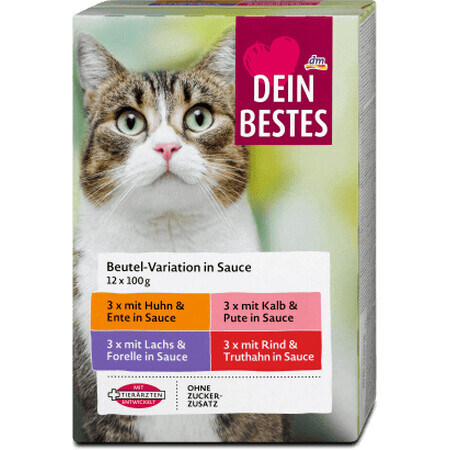 Dein Bestes cibo per gatti carne e pesce in salsa 12*100g, 1200g