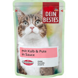 Dein Bestes pouch wet cat food veal &amp; turkey in gravy, 100 g