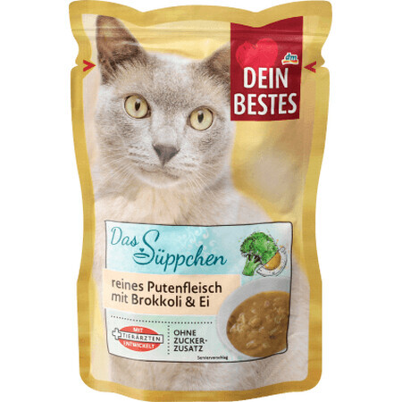 Dein Bestes Soep met kalkoen, broccoli en ei voor katten, 40 g