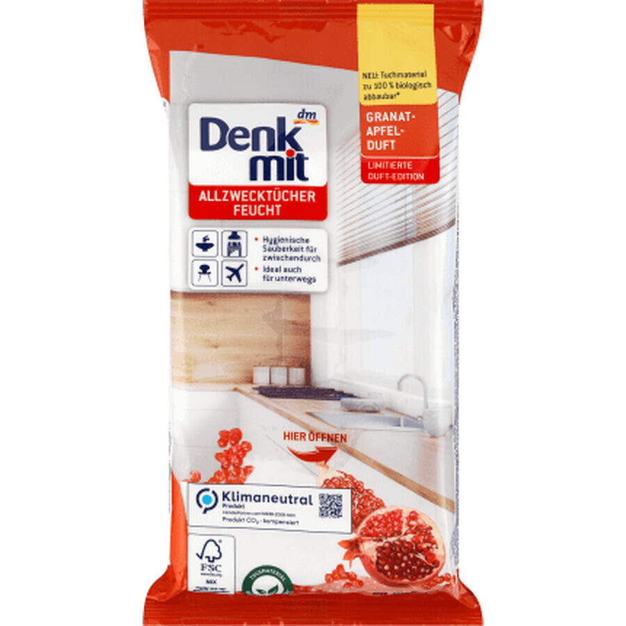 Denkmit salviette umidificate universali profumate al melograno, 50 pz