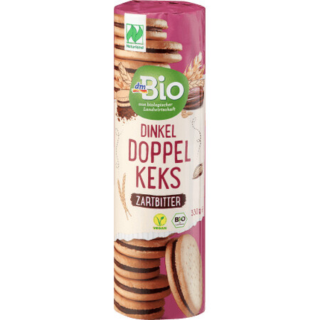 DmBio Biscuiți cu cremă de ciocolată amară, 330 g