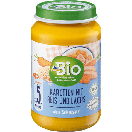 DmBio Menu wortelen met rijst en zalm ECO 5+, 190 g