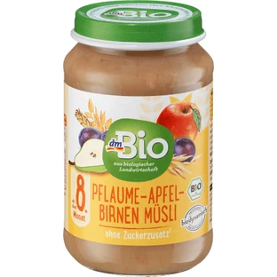 DmBio Purea di Muesli con prugne, mele e pere 8+, 190 g