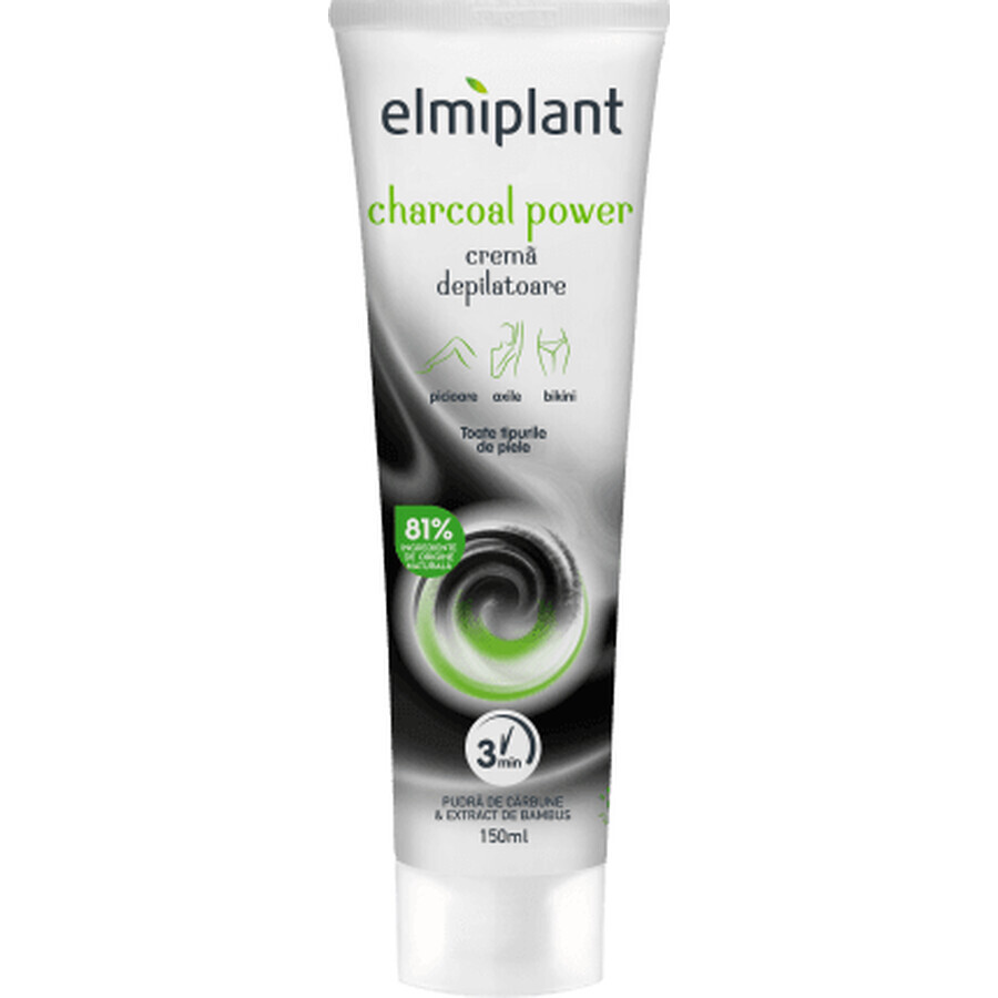 Elmiplant Cremă depilatoare cu cărbune pentru toate tipurile de piele, 150 ml