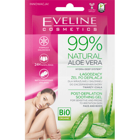 Eveline Cosmetics Verzachtende gel voor na het scheren met 99% natuurlijke aloë vera, 10 ml