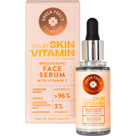 Green Feels Siero illuminante con vitamina C per il viso, 30 ml