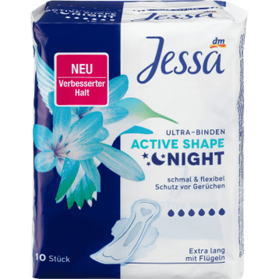 Jessa Active shape night absorbents, 10 pcs