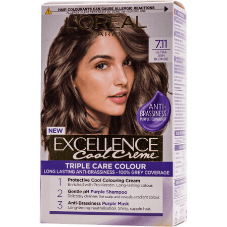 Loreal Paris EXCELLENCE CREME Permanent hair dye with ammonia 7.11, 1 pc