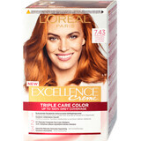 Loreal Paris EXCELLENCE CREME Permanent hair dye with ammonia 7.43, 1 pc