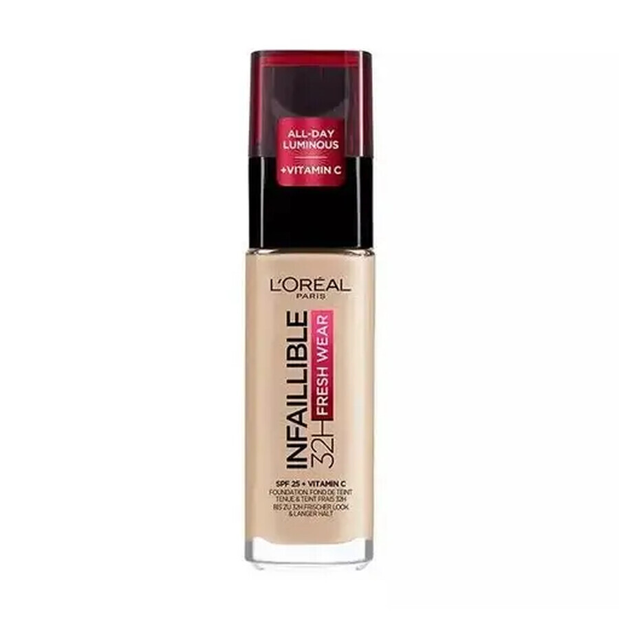 Loreal Paris Infaillible 32H Base de maquillaje Fresh Wear 125 Beige Natural, 30 ml