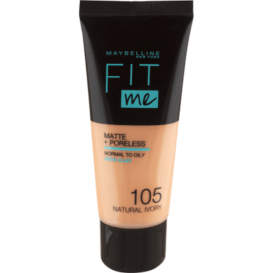 Maybelline New York Fit Me Matte & Poreless Foundation 105 Natürliches Elfenbein, 30 ml