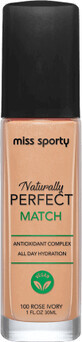 Miss Sporty Naturally Perfect Match Foundation 100 Rose Ivory, 30 ml