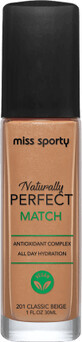 Miss Sporty Naturally Perfect Match foundation 201 Classic Beige, 30 ml