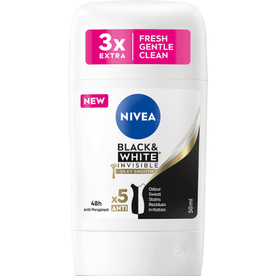 Nivea Nivea Deo stick Black&amp;W Silky 50ml, 50 ml