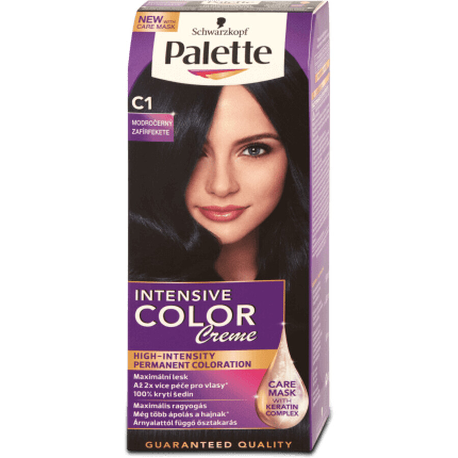 Palette Intensive Color Creme Permanent Paint C1 (1-1) Bleu Noir, 1 pc