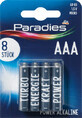 Paradies AAA alkaline batterijen, 8 stuks