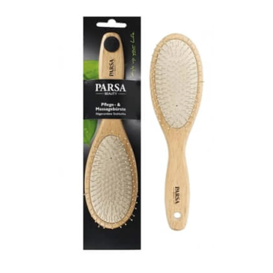 Parsa Beauty Houten haarborstel met metalen pinnen, 1 stuk