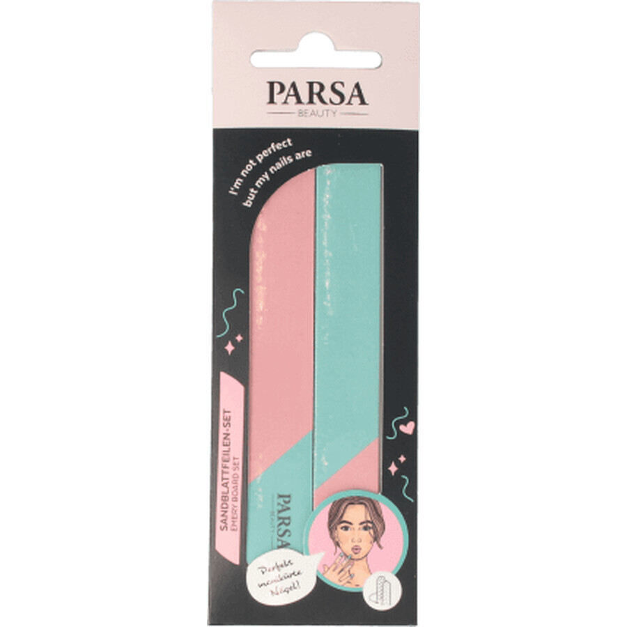 Parsa Beauty Roze/blauwe nagelvijlenset, 2 stuks