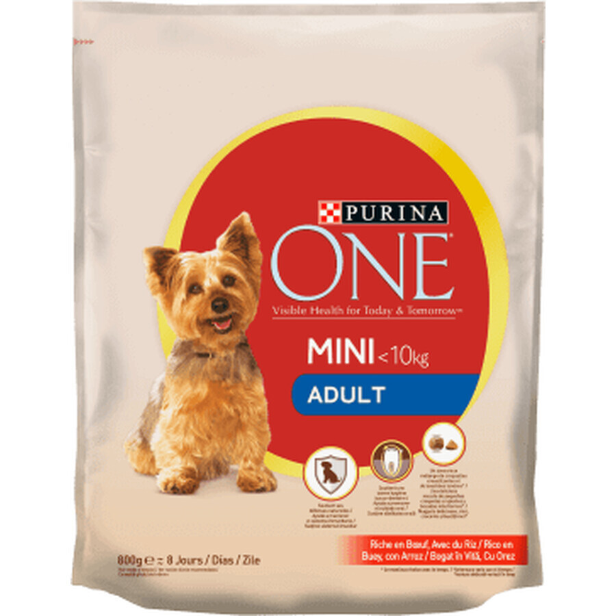 Purina One Droog hondenvoer met rundvlees en rijst, 800 g