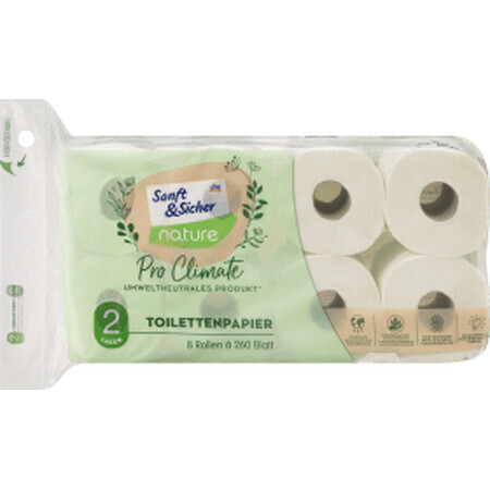 Papel higiénico Sanft&amp;Sicher nature Pro Climate, 2 capas, 8 uds.