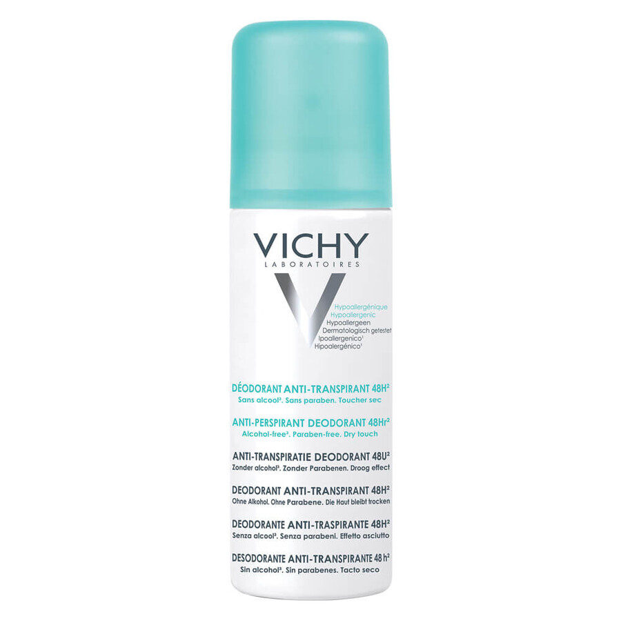 Vichy 48h Antiperspirant Déodorant Spray sans alcool, 125 ml