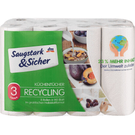 Saugstark&Sicher Prosoape de bucătărie Recycling 3 straturi, 8 buc