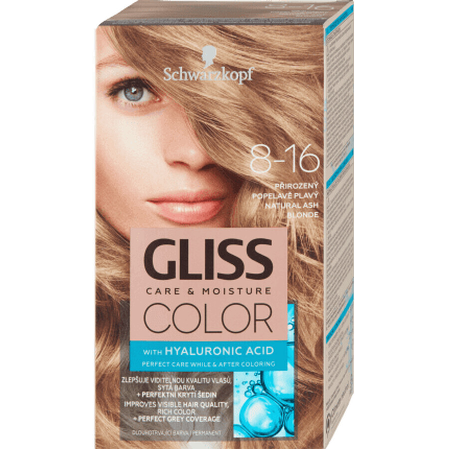 Schwarzkopf Gliss Color Permanent Haarkleuring 8-16 Natuurlijk Grijs Blond, 1 st