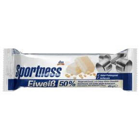 Sportness Eiwitreep met witte chocoladesmaak en crisp, 45 g