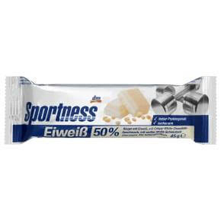 Sportness Eiwitreep met witte chocoladesmaak en crisp, 45 g