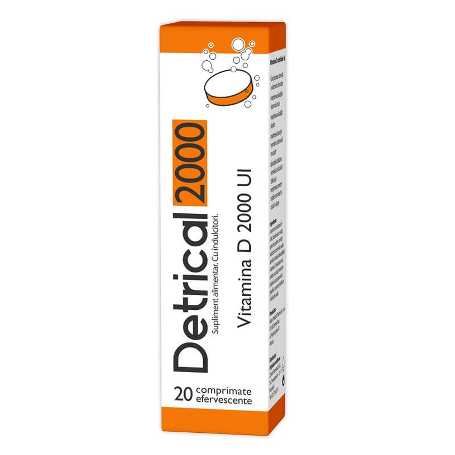Detrical D3 2000 IE, 20 bruistabletten, Zdrovit 