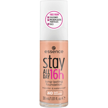 Essence cosmetics Stay All Day 16u Langhoudende foundation 40 Zachte amandel, 30 ml