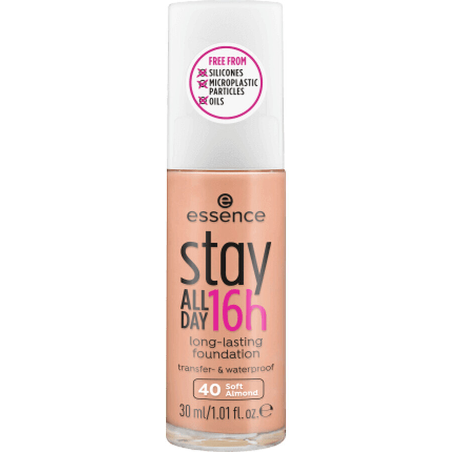 Cosmetici Essence Stay All Day 16h Fondotinta Lunga Tenuta 40 Soft Mandorla, 30 ml