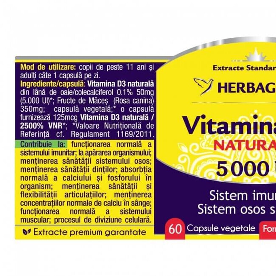 Detrix Forte Vitamin D3 5000 IU, 120 Kapseln, Herbagetica